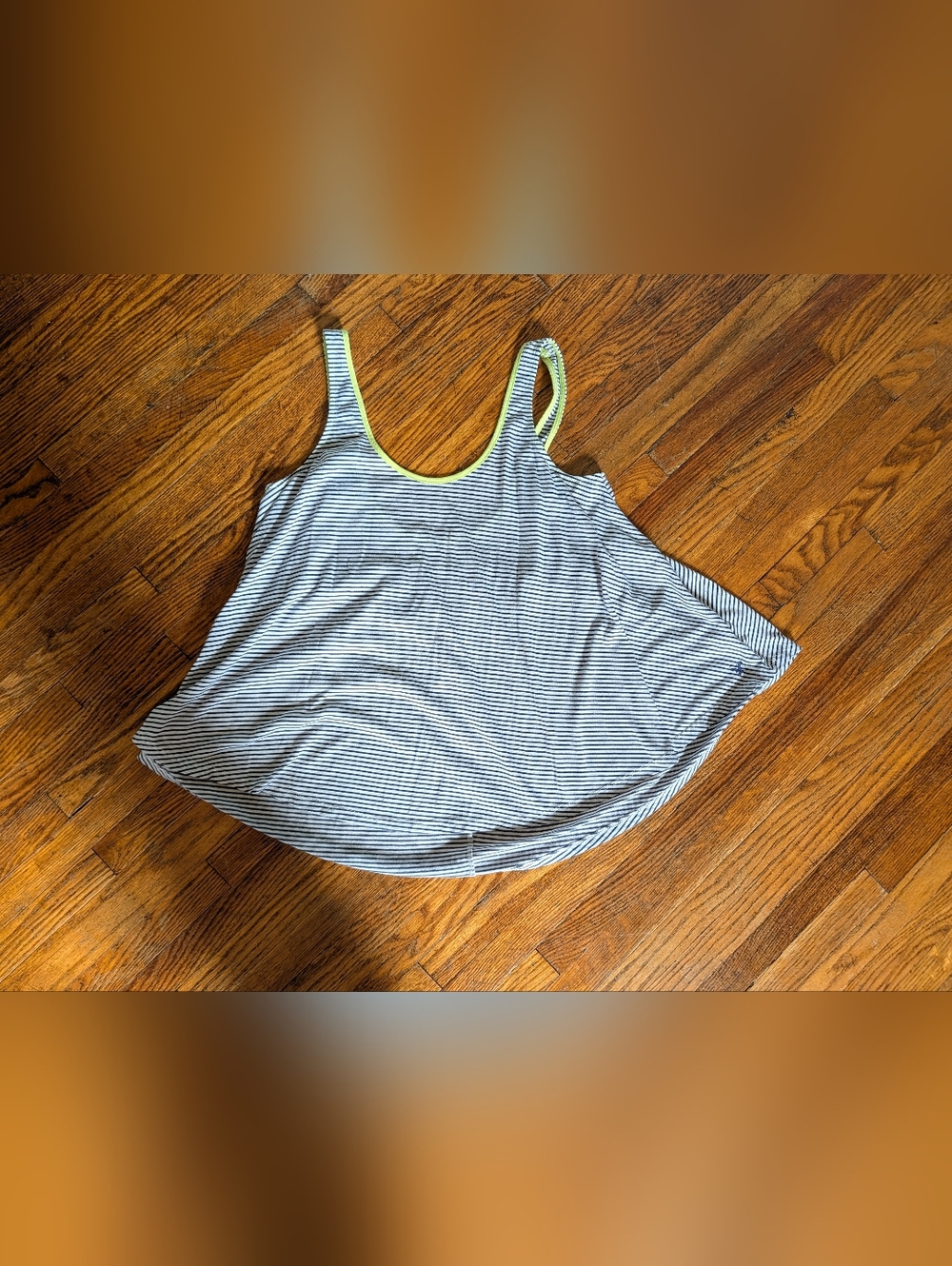 American Eagle Outfitters Striped Tank Top in Black and White with Green Trim